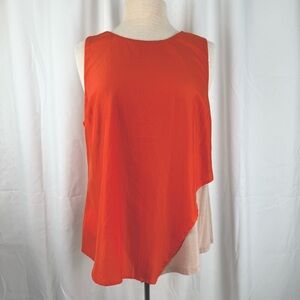 Anthropologie - Bordeaux Asymmetrical Orange and Tan Layered Sleeveless Top